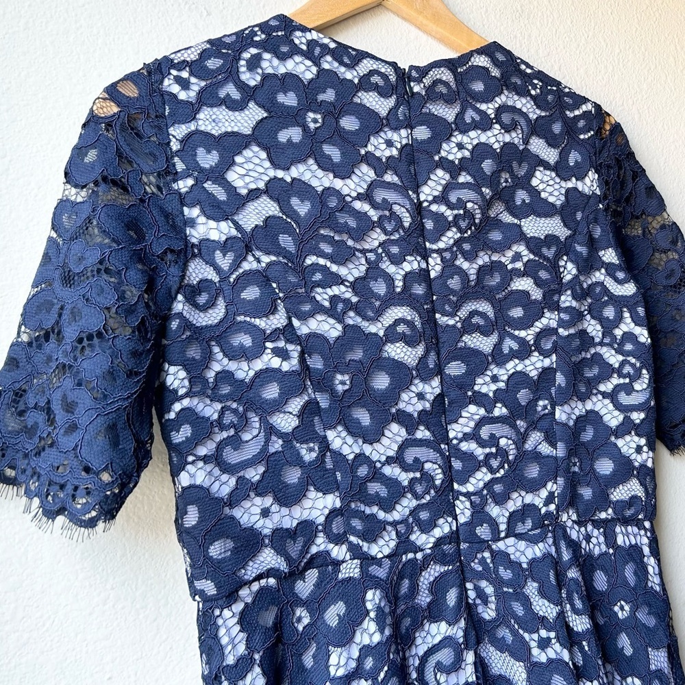 Shoshanna Carmen Lace Fit & Flare Dress in Ink Navy Blue White Sz 6 - Picture 9 of 14